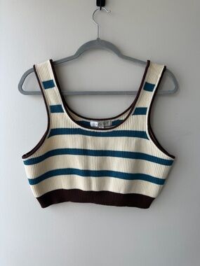 Anthropologie x Flat White NWT Cropped Knit Striped Tank